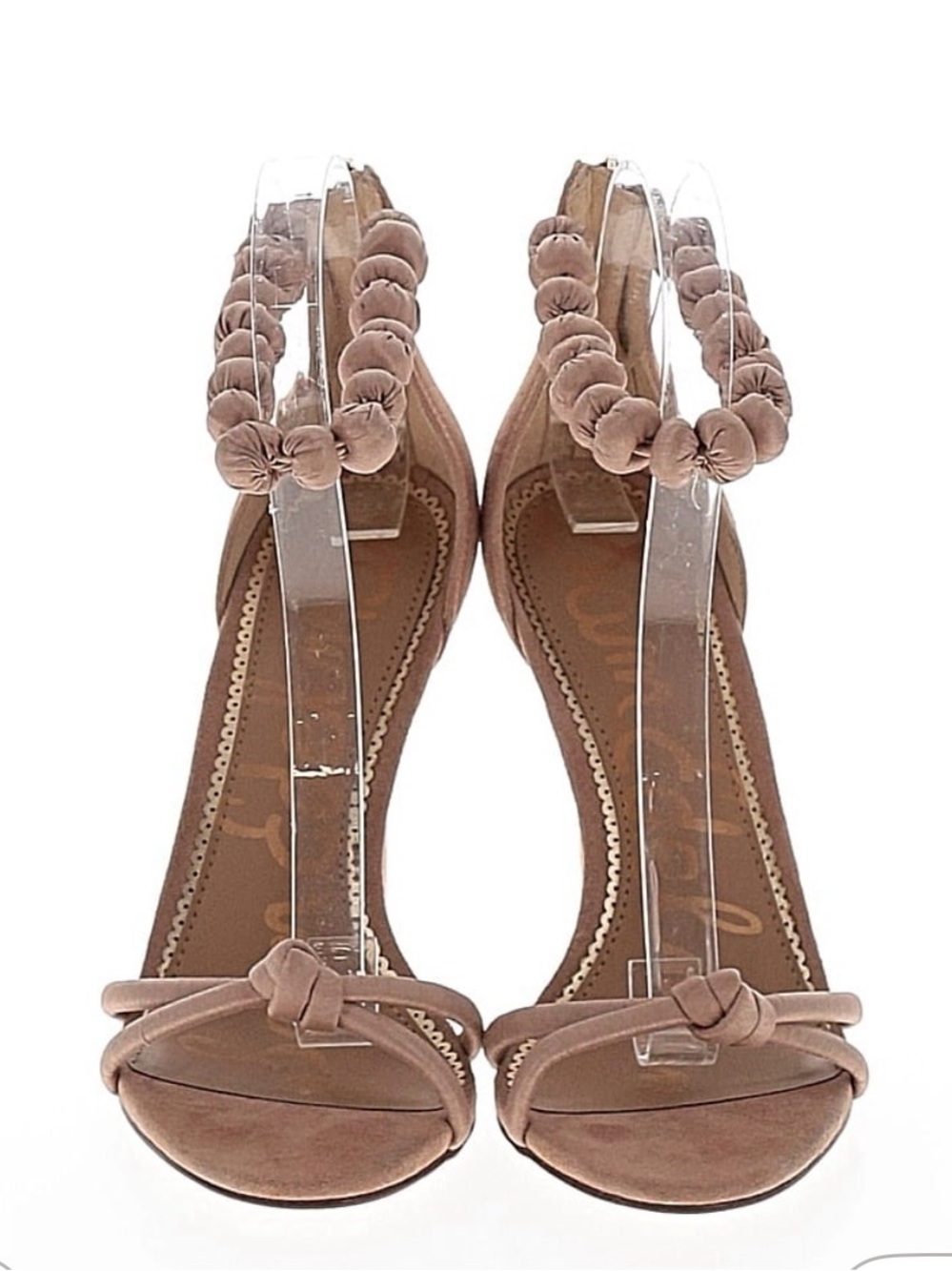Sam Edelman Taupe Knotted Ankle-Strap Heels - Picture 2 of 5